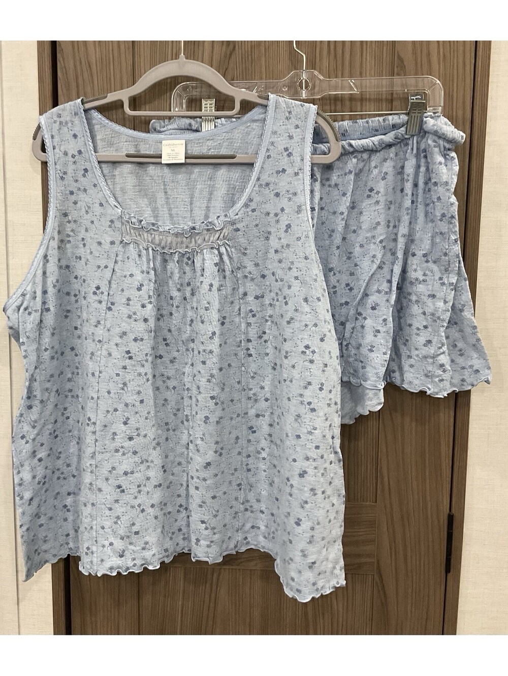 Croft & Barrow Intimates Womens Blue Pajama Top And Shorts Set Size XL